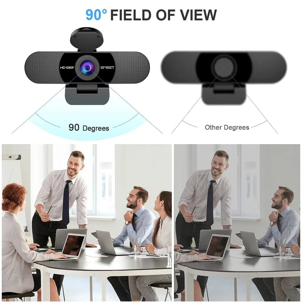 1080P HD USB Webcam Dual Noise-Canceling Mics Black-3